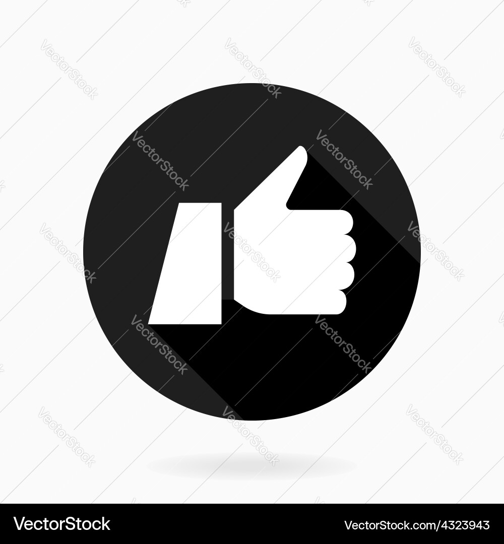 Thumb up flat icon with shadow Royalty Free Vector Image