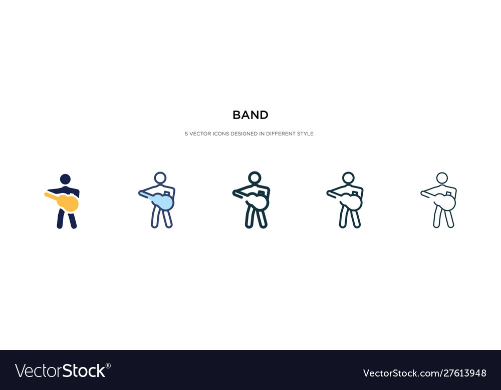 Band icon in different style two colored