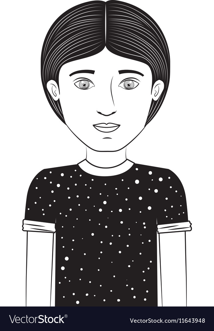 Black Silhouette Guy With T Shirt And Hairstyle Vector Image