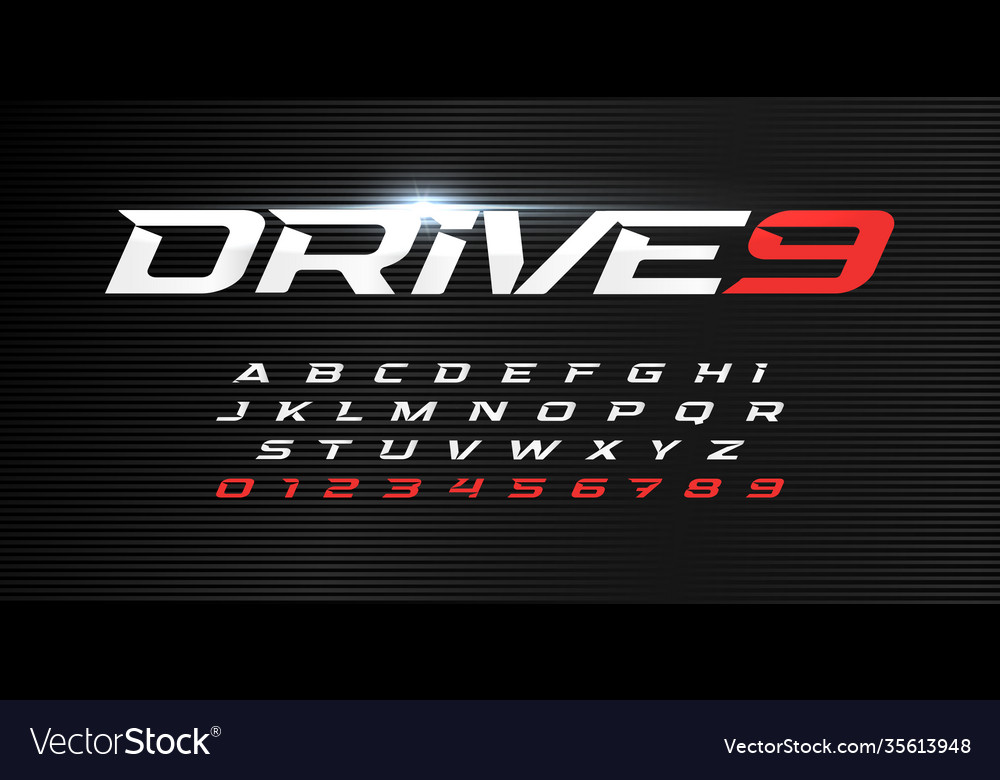 Dynamic letters and numbers set drive alphabet vector image Dynamic letters and numbers set drive alphabet