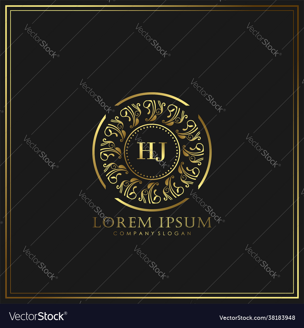 Hj initial letter luxury logo template in art