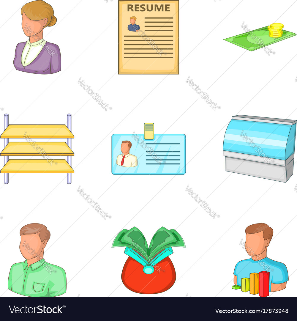 Personal data icons set cartoon style Royalty Free Vector