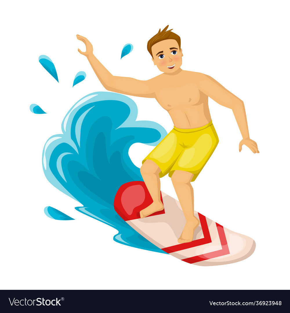 Summer vacation at sea and ocean surfing on waves Vector Image