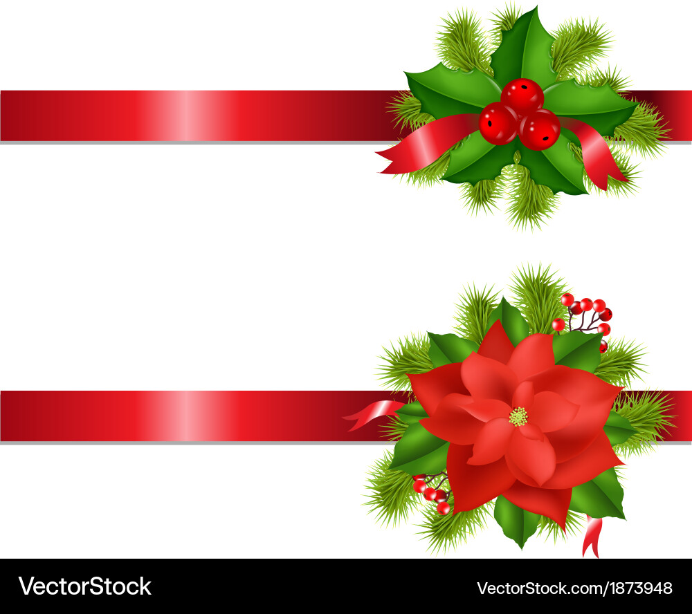 Winter flower and berry with ribbons Royalty Free Vector