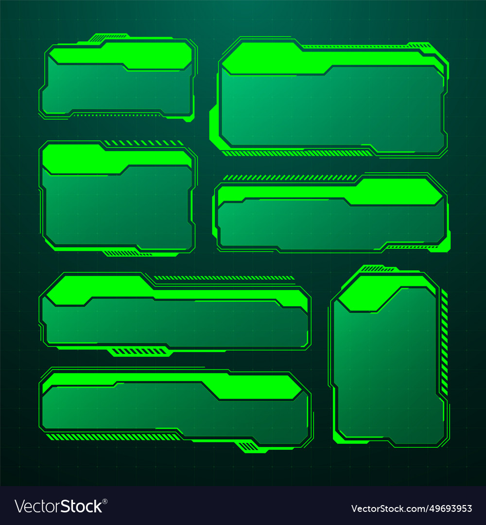 Green futuristic hud ui elements sci-fi user Vector Image