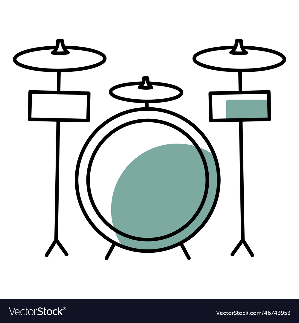 Isolated colored children sketch of drum set icon