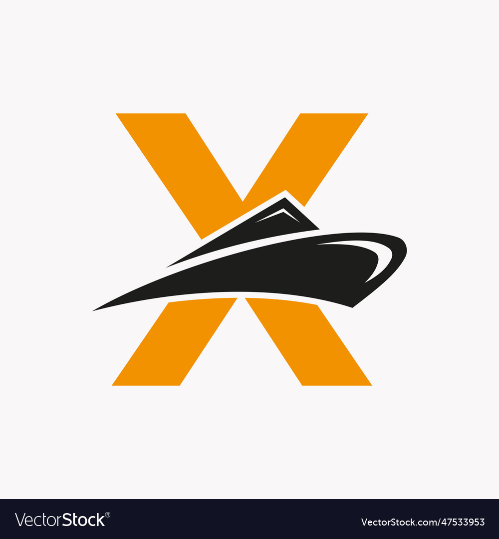 Letter x cruise ship logo boat icon yacht symbol