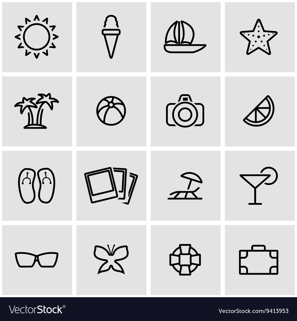 Line summer icon set Royalty Free Vector Image