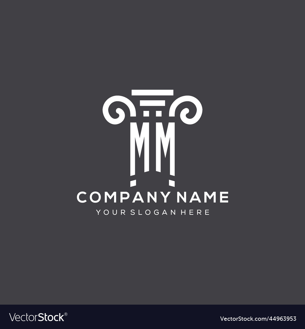 Monogram mm logo for law firm with pillar icon Vector Image