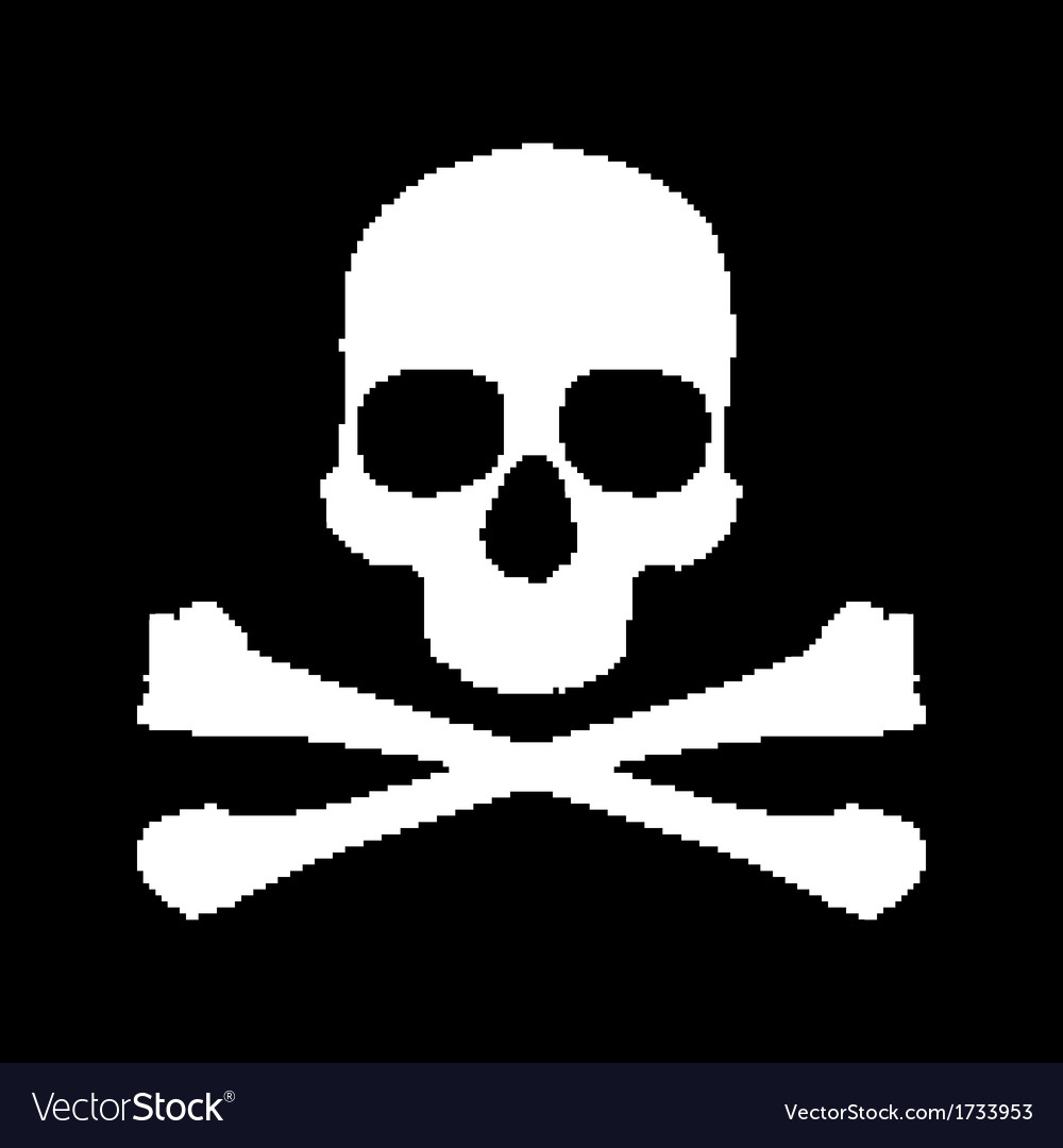 Pixel skull and bones Royalty Free Vector Image