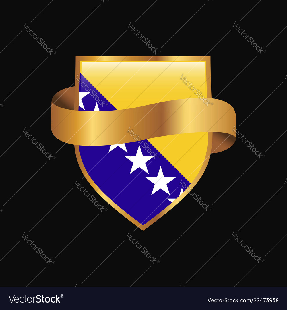 Bosnia and herzegovina flag golden badge design