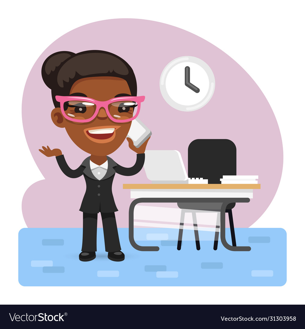 Cartoon businesswoman talking on phone Royalty Free Vector