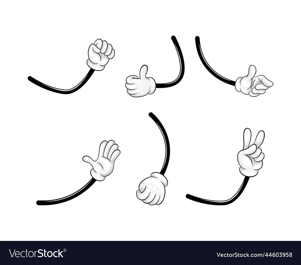 Cartoon hand in white glove gesturing waving Vector Image