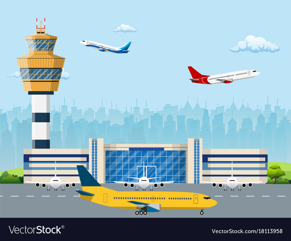 Modern building airport terminal Royalty Free Vector Image