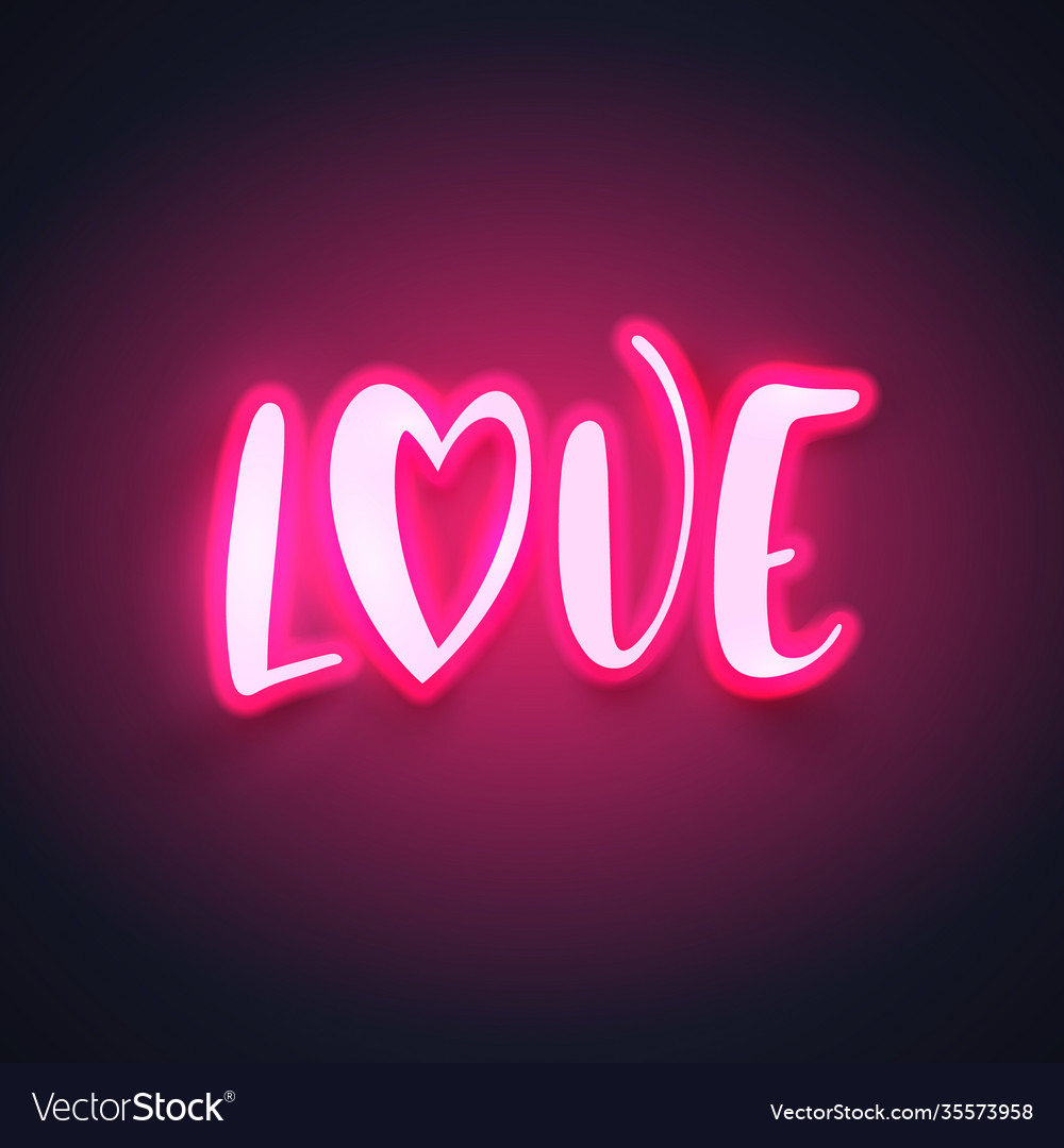 Modern neon calligraphy for valentines day Vector Image