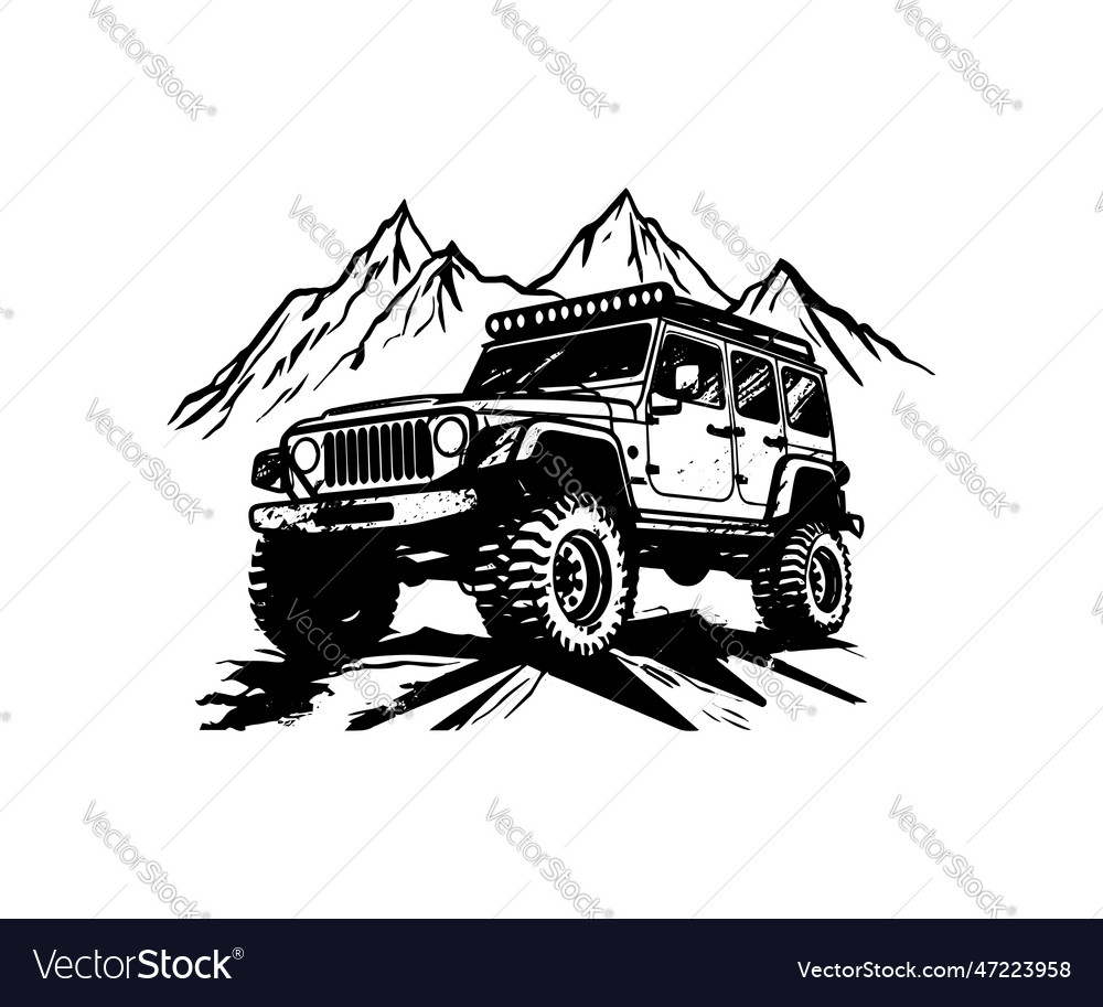 Mountain extreme off road vehicle logo silhouette Vector Image