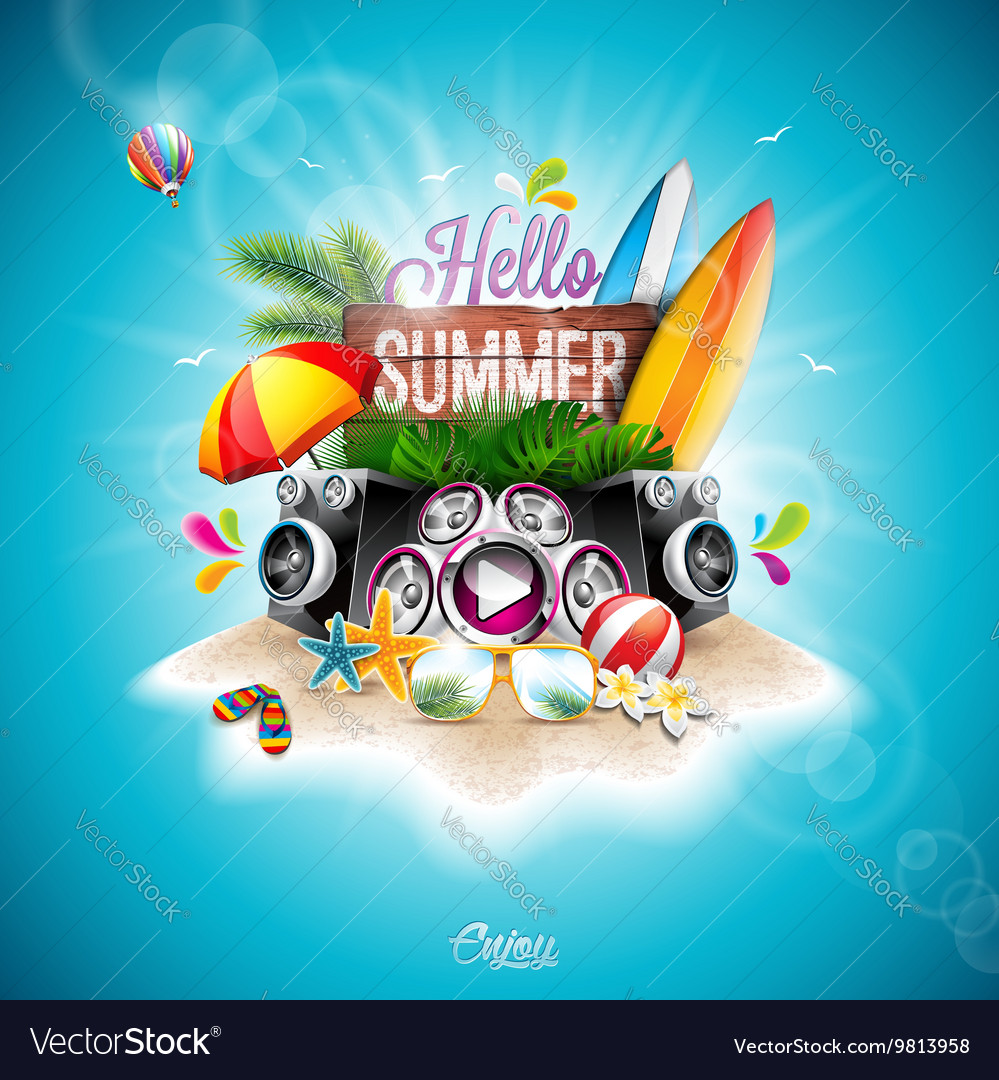 Surf boards on vintage wood background Royalty Free Vector