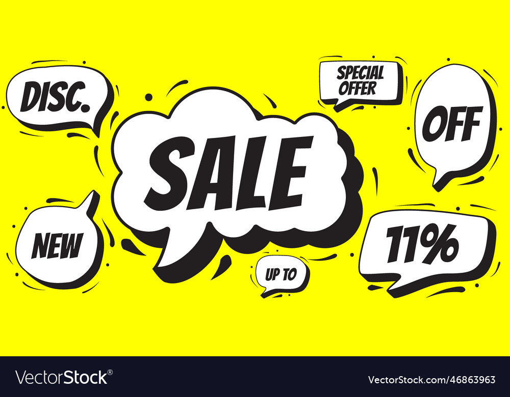 11 sale discount bubble cloud chat comic colorful