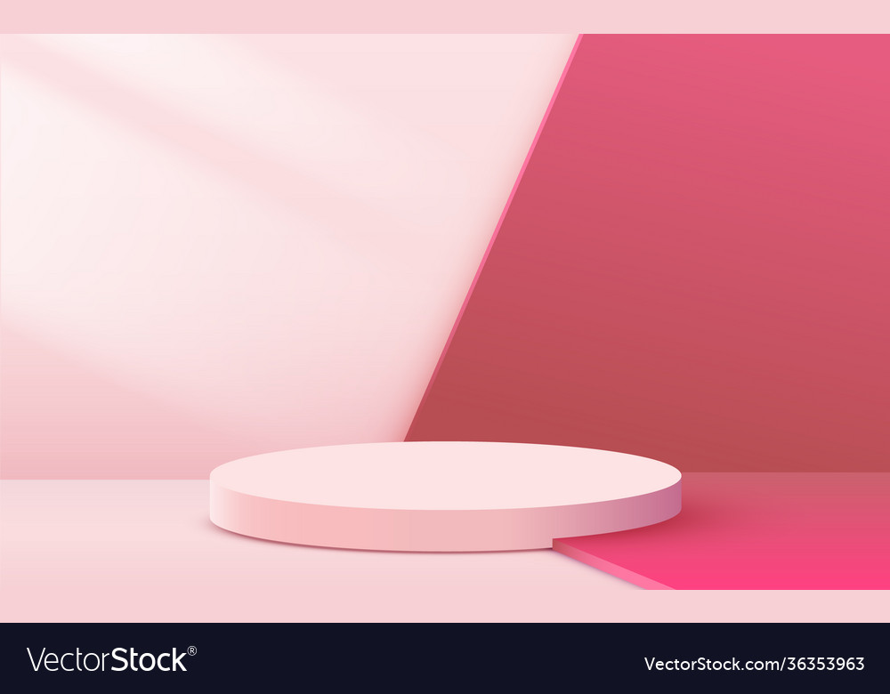 Abstract scene background cylinder podium on pink Vector Image