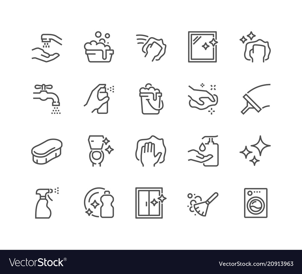 Line cleaning icons vector image Line cleaning icons
