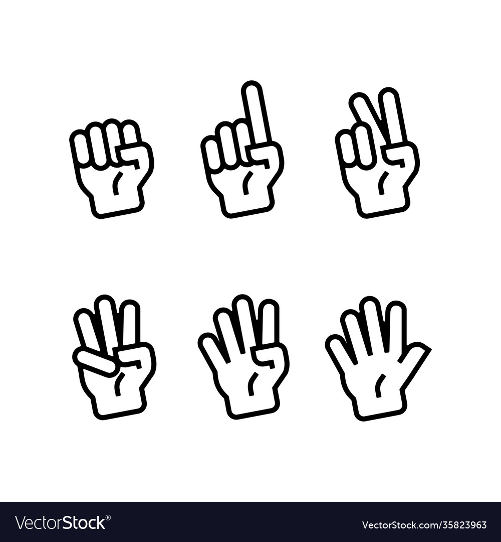 Set hand gesture count 1 2 3 4 5 icons Royalty Free Vector