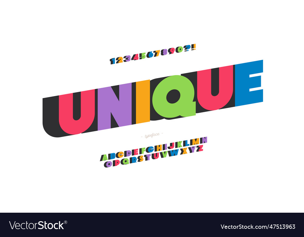 Unique font 3d bold style Royalty Free Vector Image