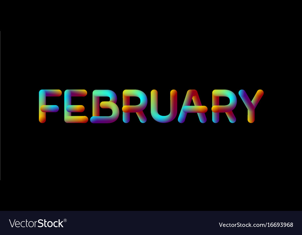 3d iridescent gradient february month sign