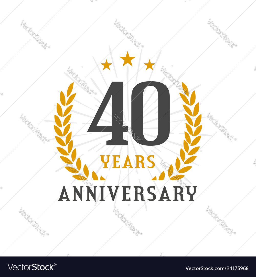 40 years anniversary golden laurel wreath logo