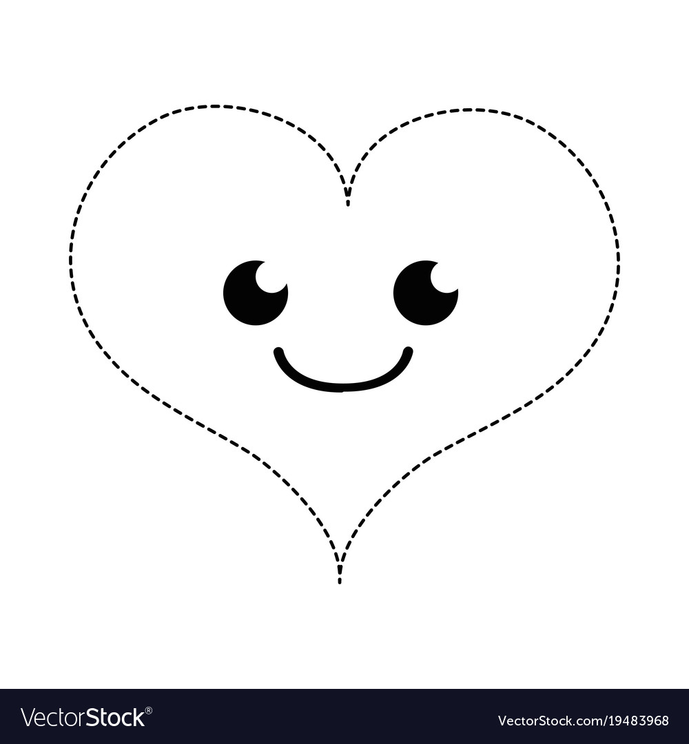 Dotted shape smile heart passion kawaii character Vector Image