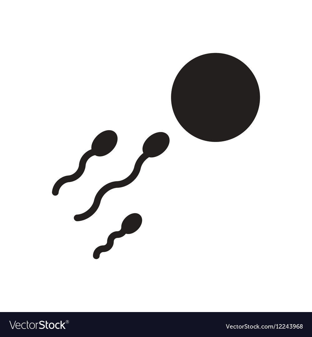 Flat icon in black and white egg sperm