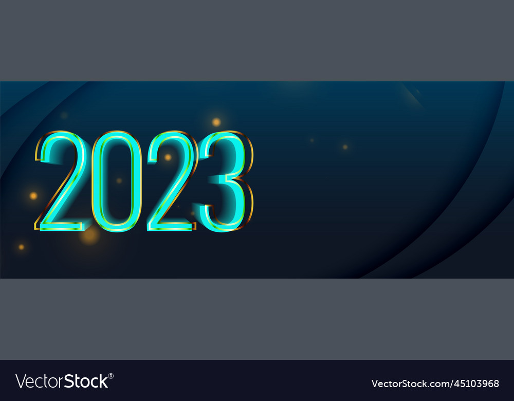 Happy new year banner with 2023 text in neon Vector Image