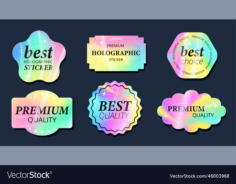 Holographic stickers set Royalty Free Vector Image