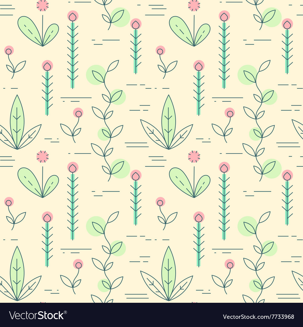 Linear plant icons pattern Royalty Free Vector Image