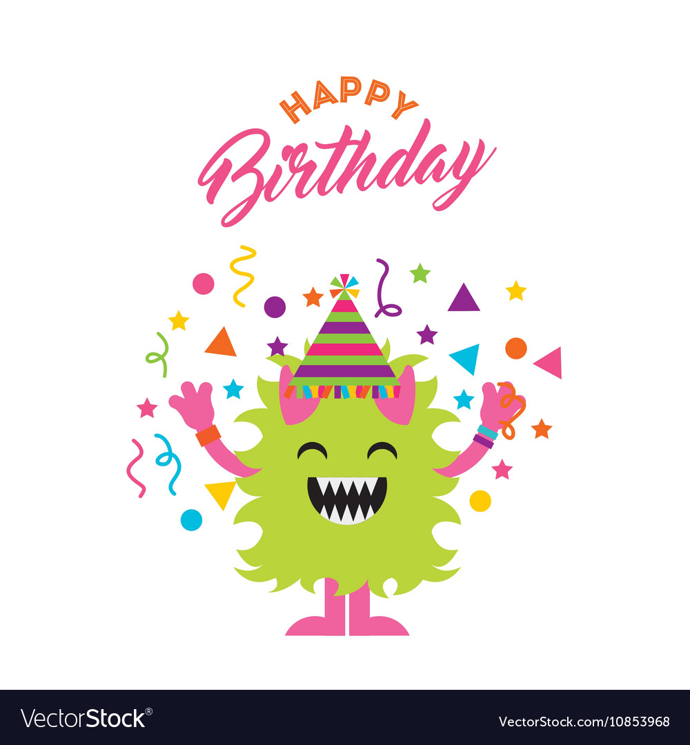 Monster Characters In Birthday Party Royalty Free Vector