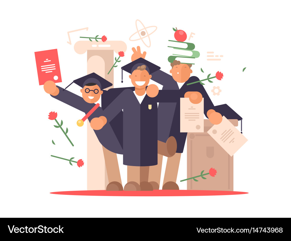 Students happy at graduation ceremony Royalty Free Vector