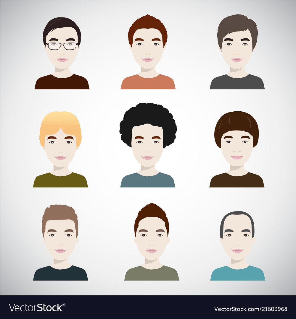 Young Handsome Men With Various Hairstyle Vector Image