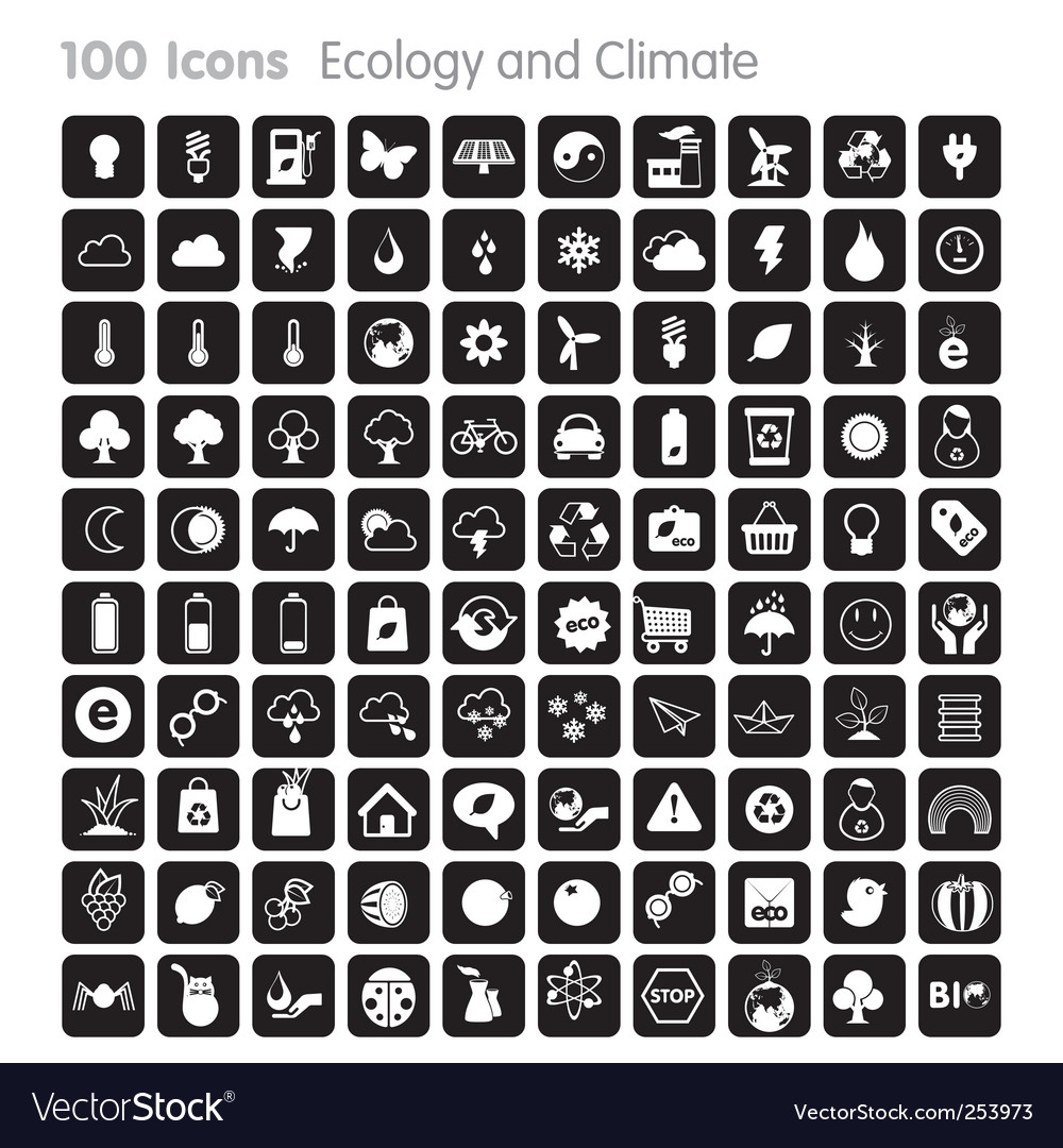 100 icons ecology and climate