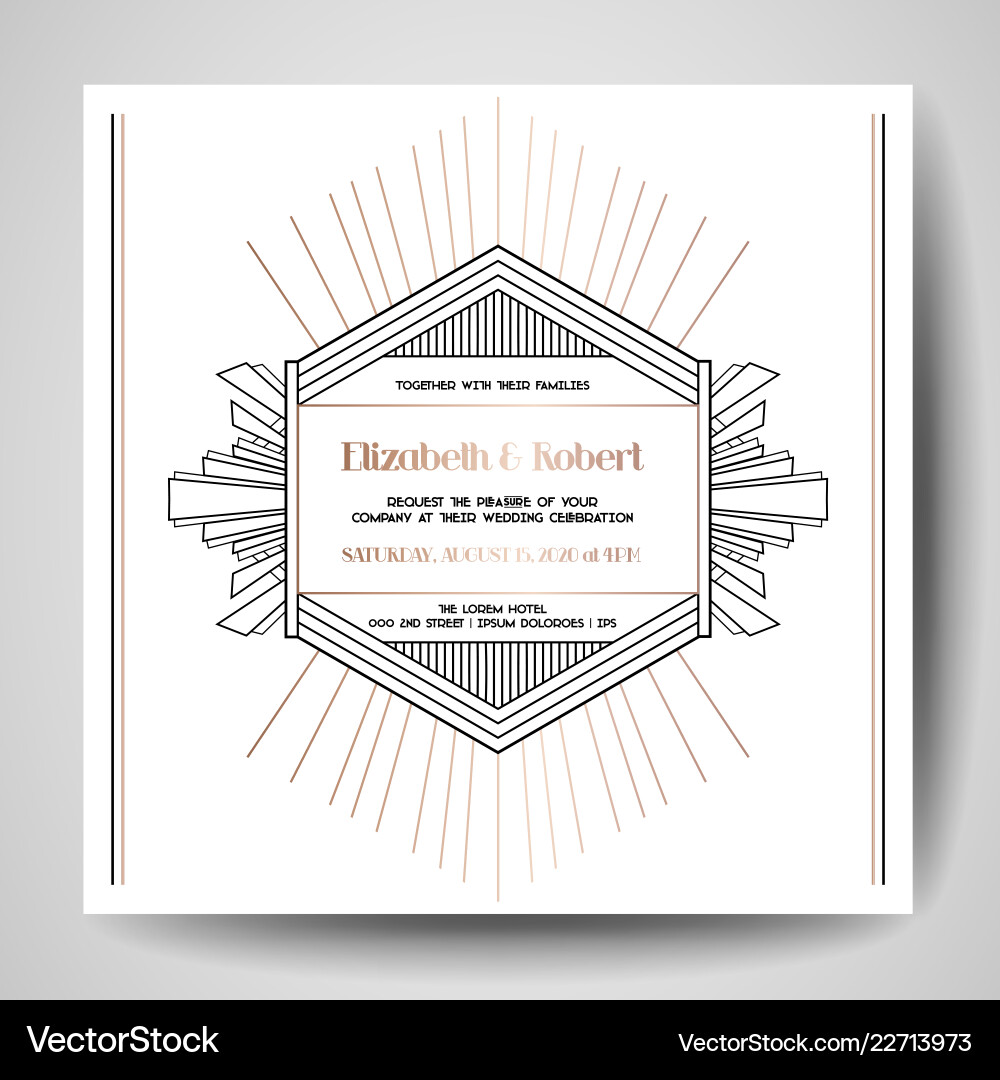Art deco wedding invitation save the date card Vector Image