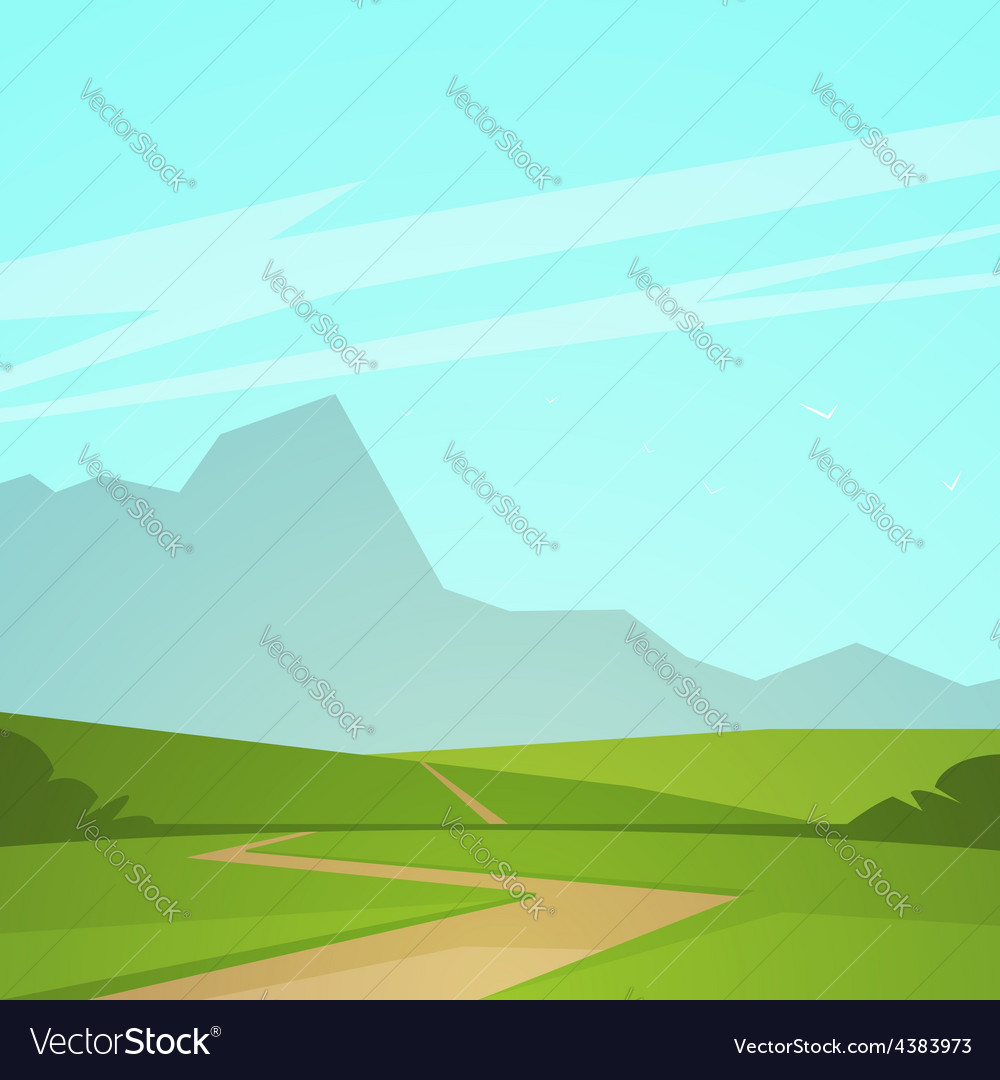 Cartoon Summer Landscape Royalty Free Vector Image