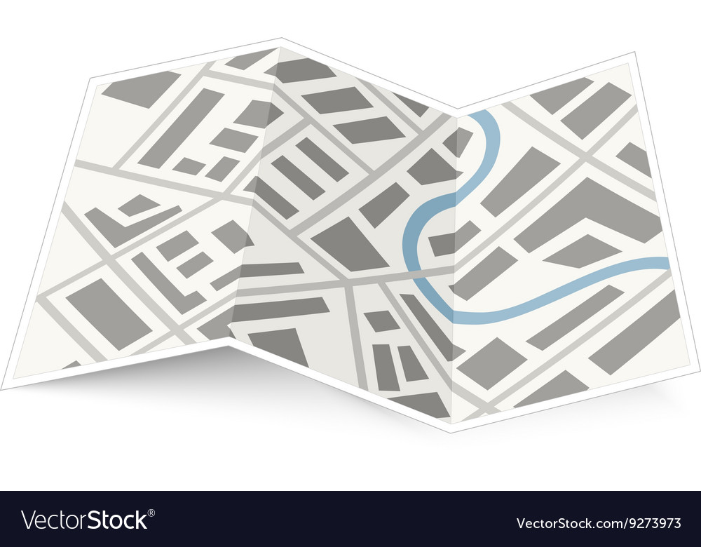 Folding map of the city with shadow on white Vector Image