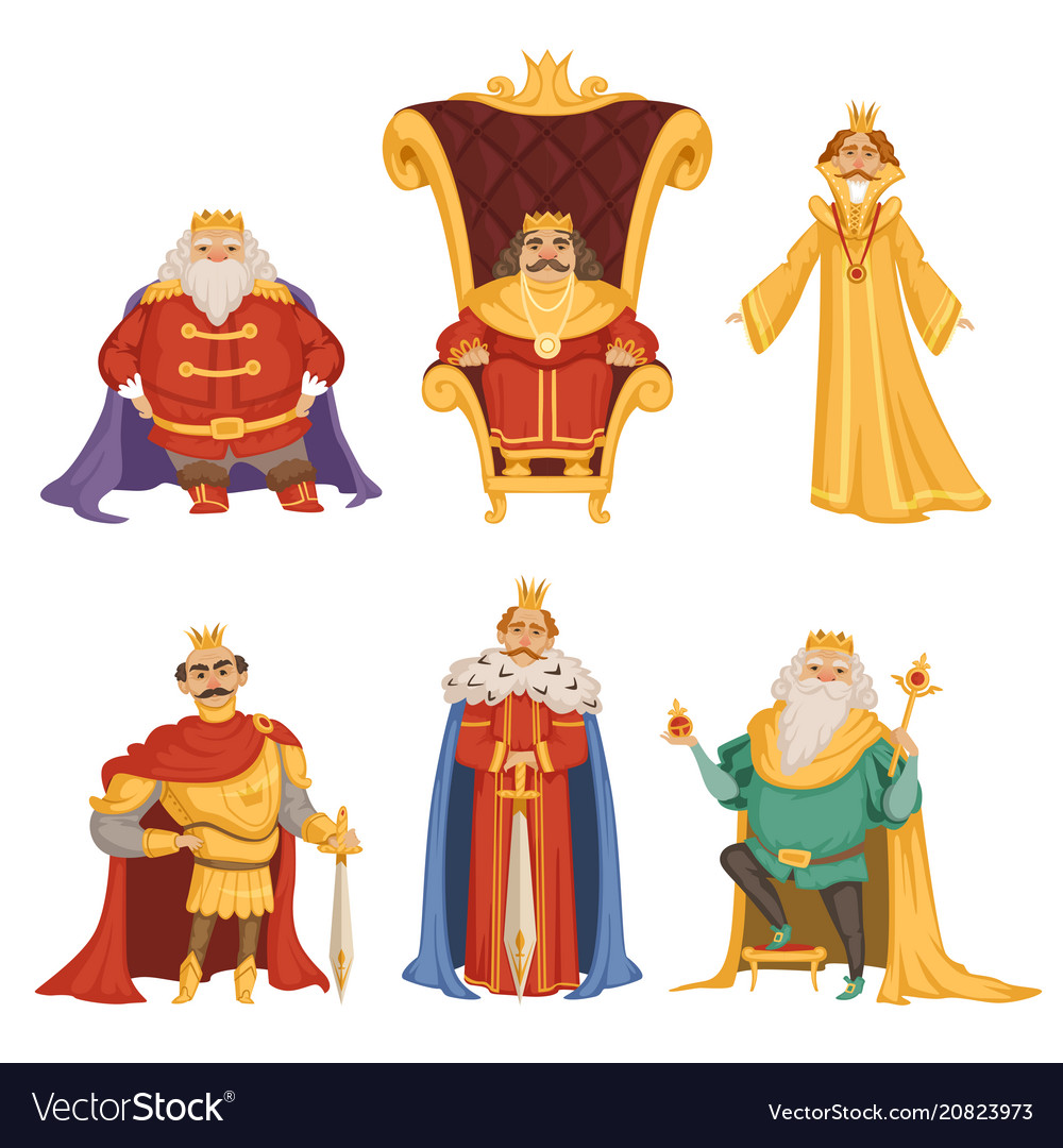 Set king in cartoon style Royalty Free Vector Image