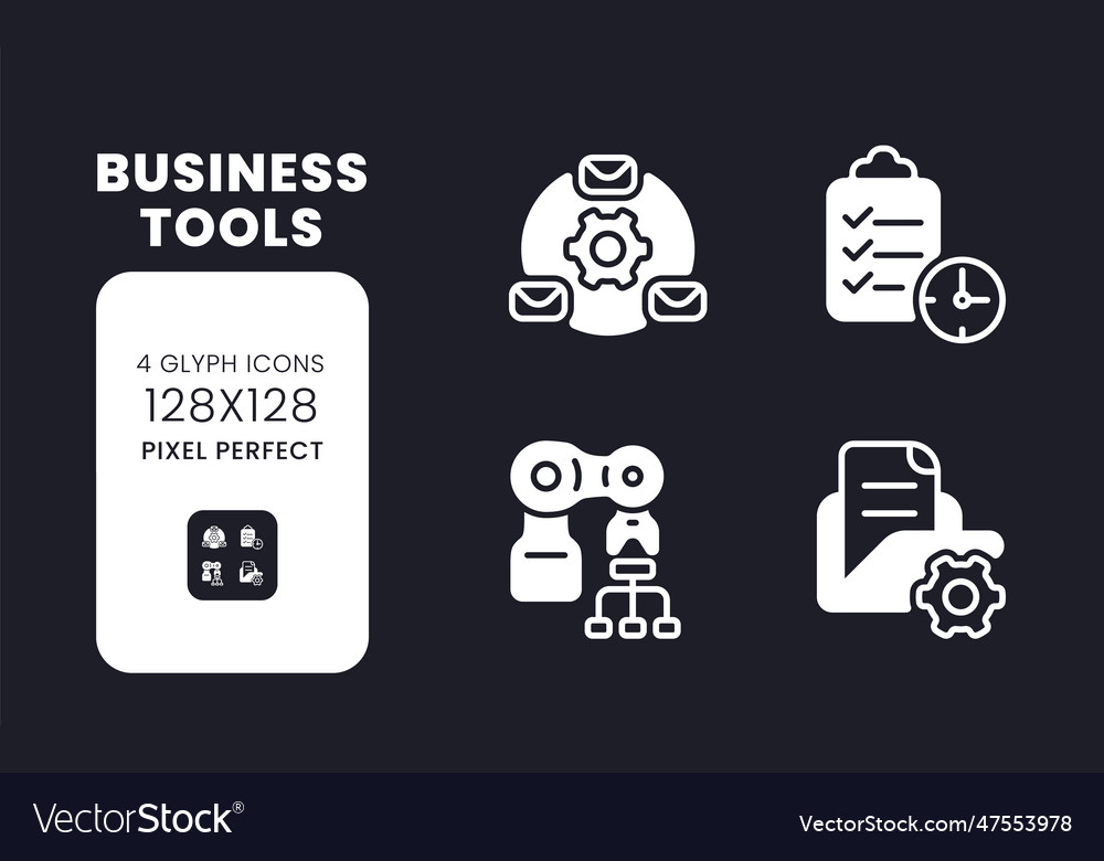 Business-Tools weißen festen Desktop-Icons-Set