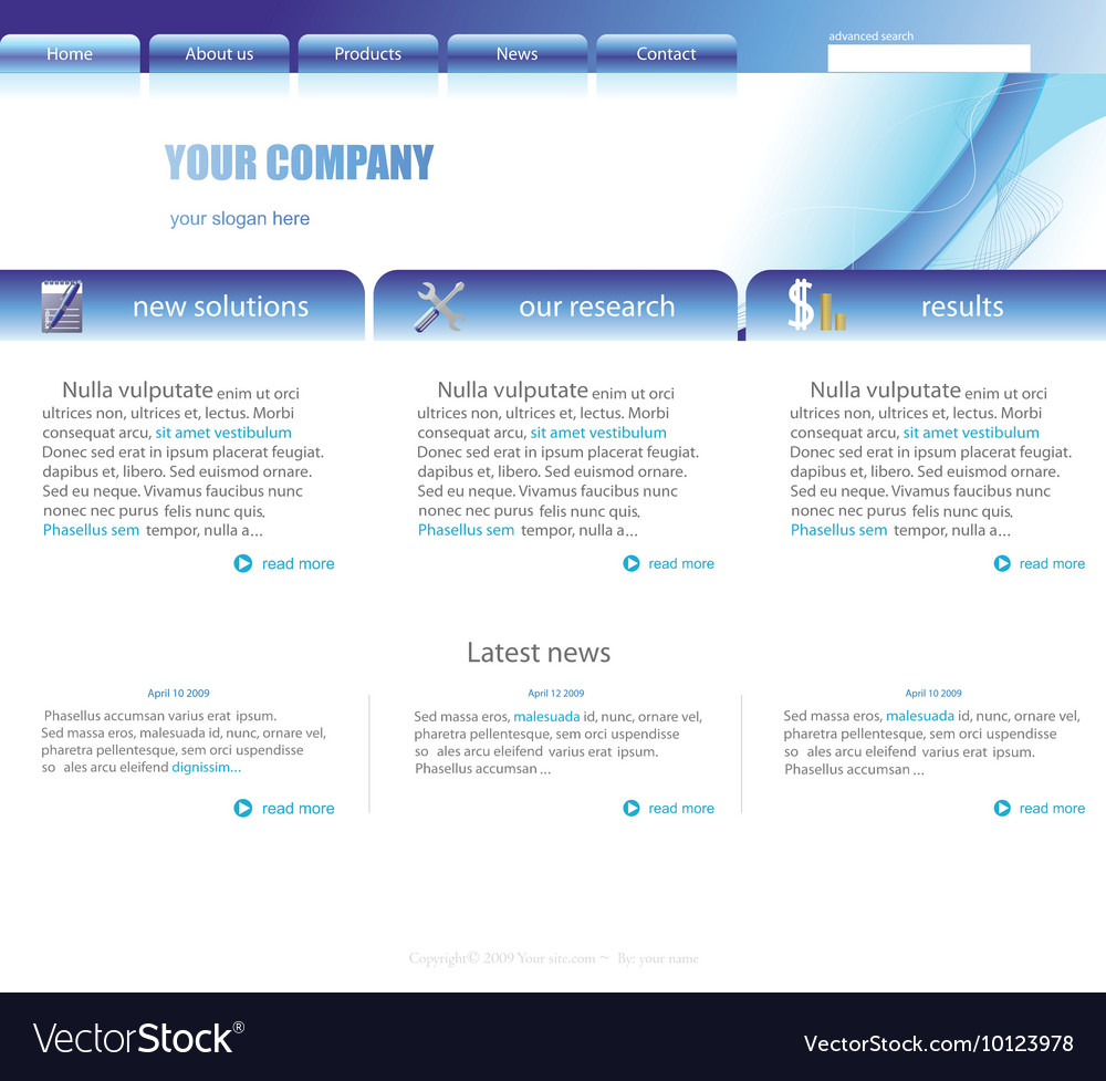 Editable website template Royalty Free Vector Image