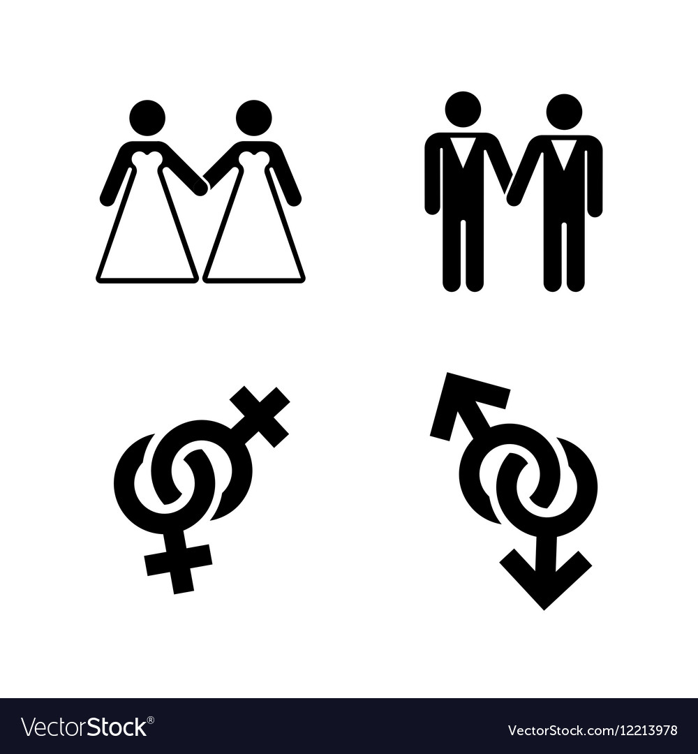 Gay wedding icons set white Royalty Free Vector Image