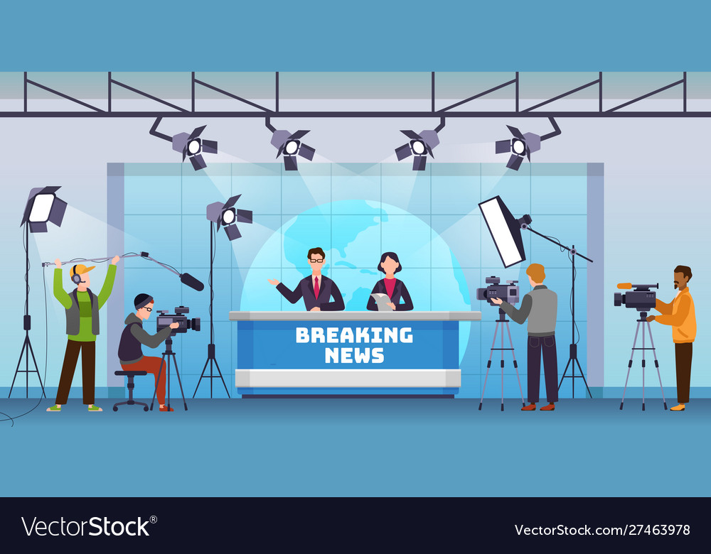 Live news broadcasting production studio mass Vector Image