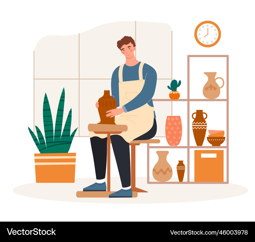 Man making vase Royalty Free Vector Image - VectorStock