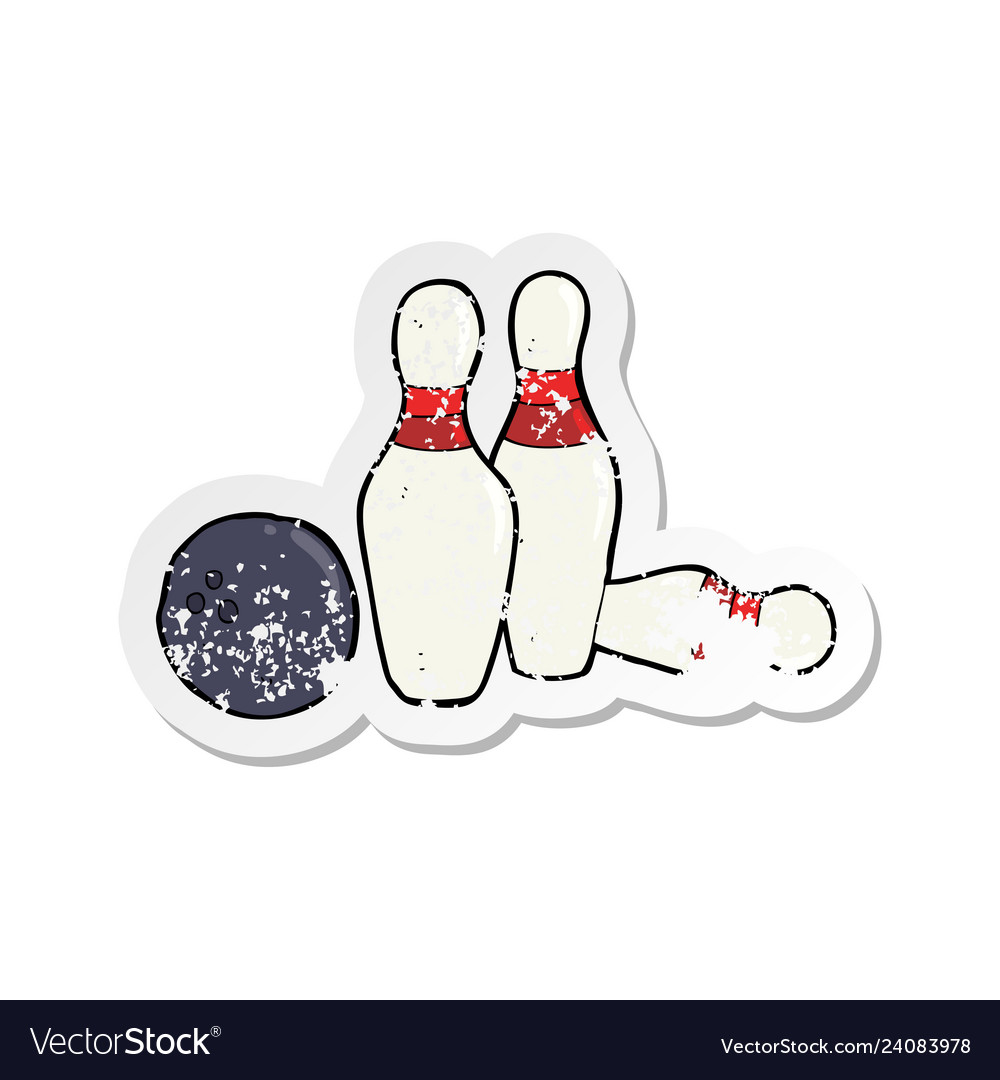 Retro distressed sticker of a cartoon bowling Vector Image Retro distressed sticker of a cartoon bowling Vector Image