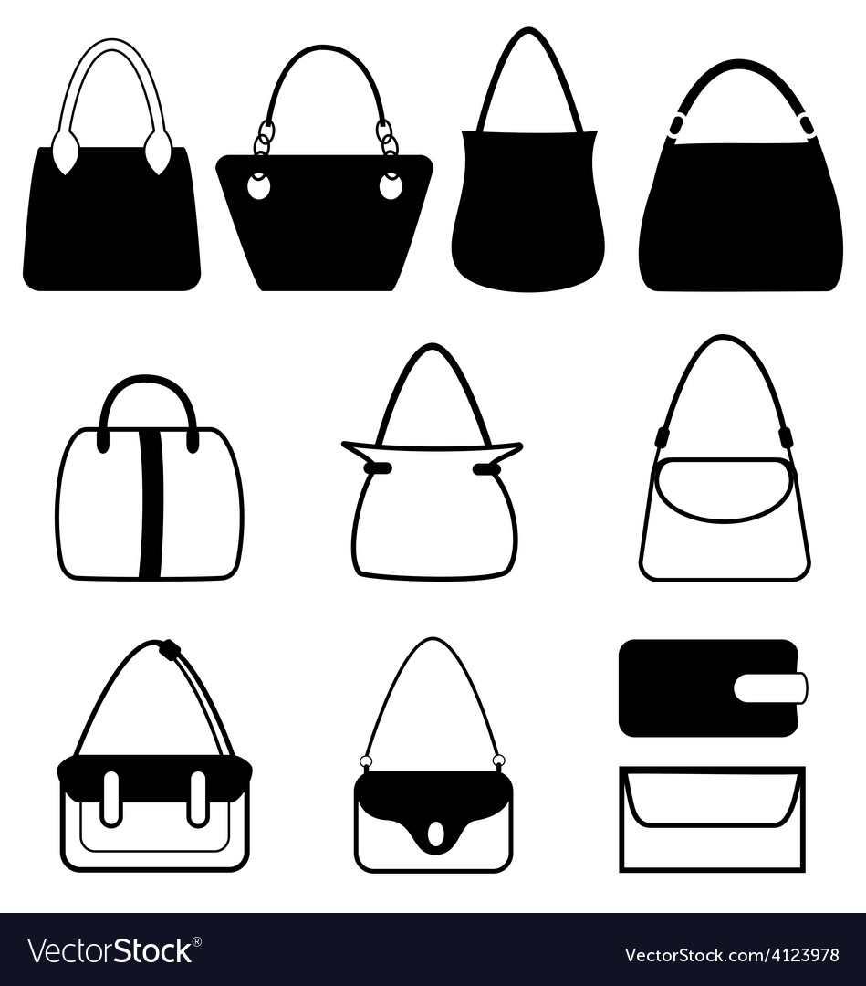 Set of flat woman bags isolated on white Vector Image