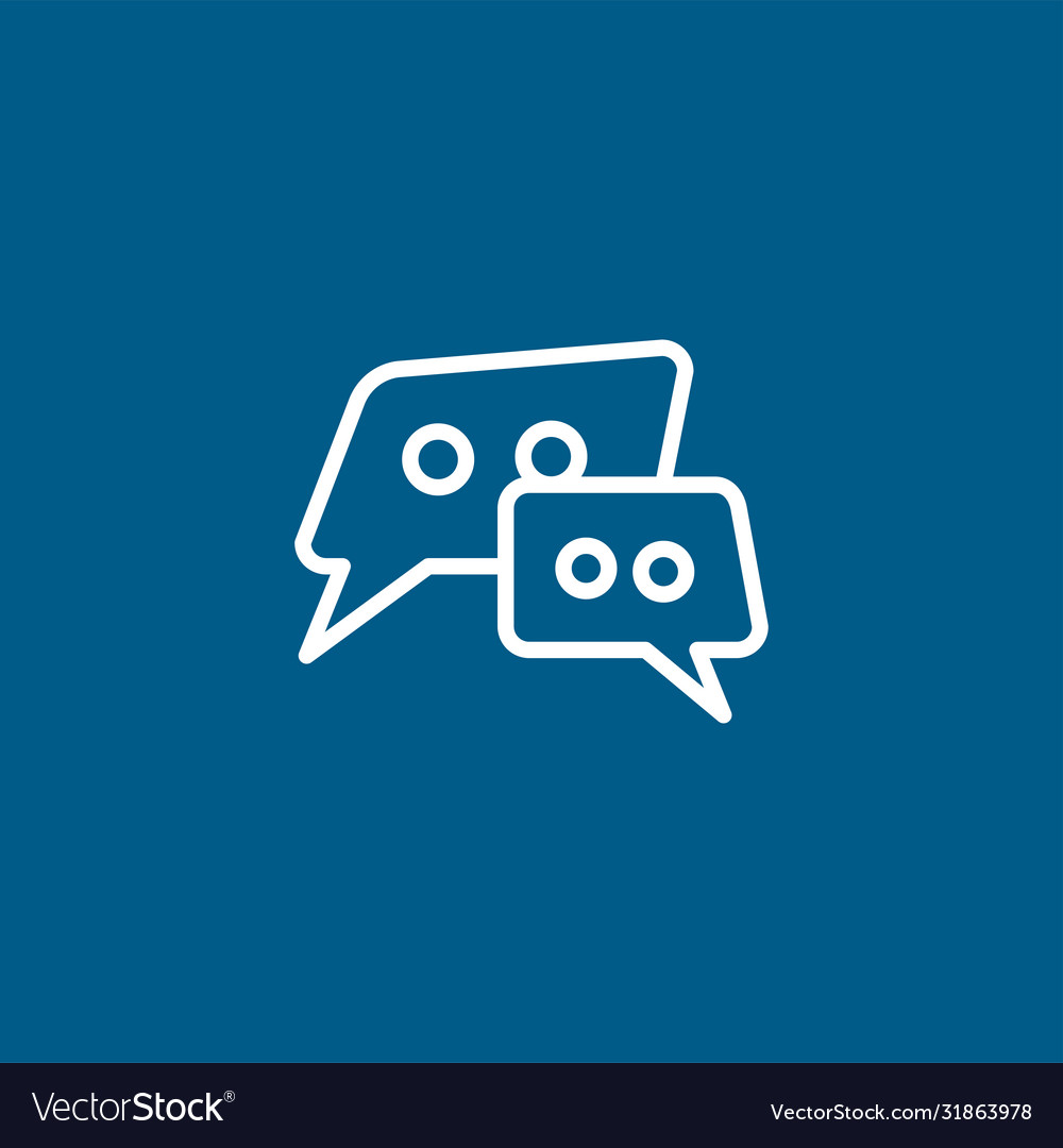 Speech bubble line icon on blue background