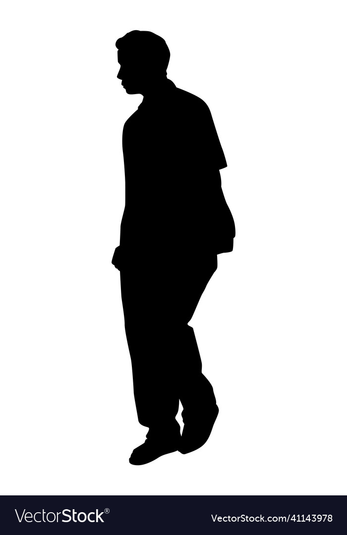 Young man silhouette isolated on white background Vector Image